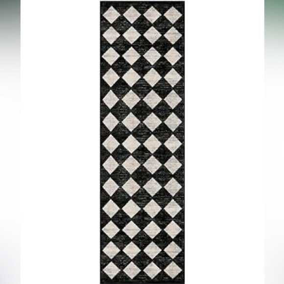 🆕 MC Style Rug Black & Ivory Check Checker Plaid 2’ x 8’ WASHABLE Long Runner - Picture 2 of 10